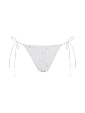 Marielle slip mare classico bianco con applicazioni di strass a righe