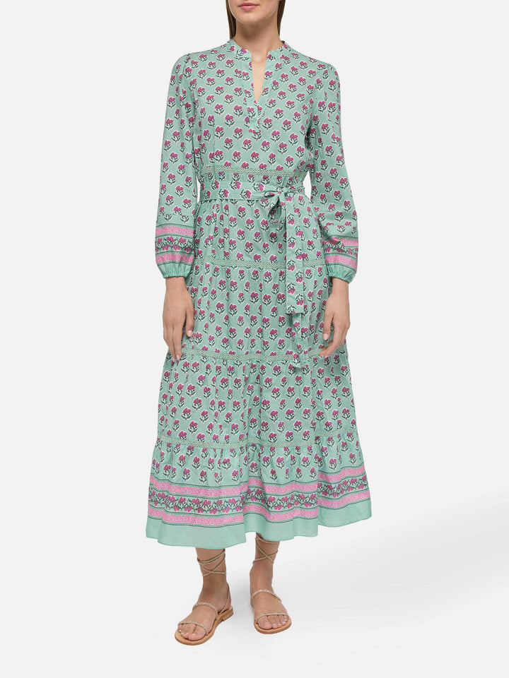 Leyde cotton maxi dress with floral print