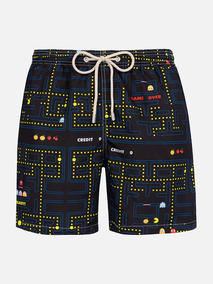 Lightweight fabric swim-shorts Lighting with Pac-Man print|PAC-MAN SPECIAL EDITION - MC2 Saint Barth