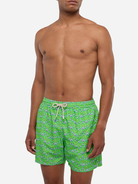 Man light fabric swim shorts with tequila print