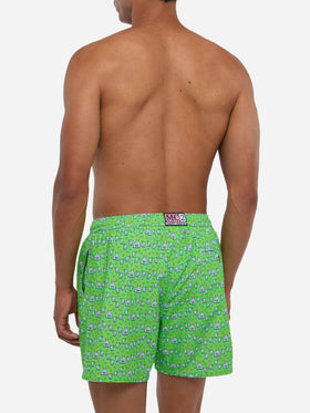 Man light fabric swim shorts with tequila print