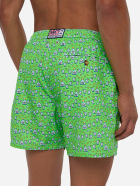 Man light fabric swim shorts with tequila print