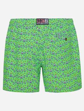 Man light fabric swim shorts with tequila print