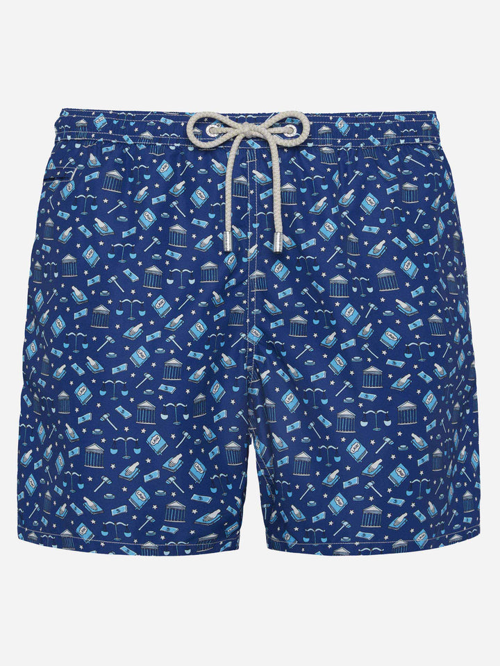 Lightweight fabric swim shorts Lighting with lawyer mood print - MC2 Saint Barth