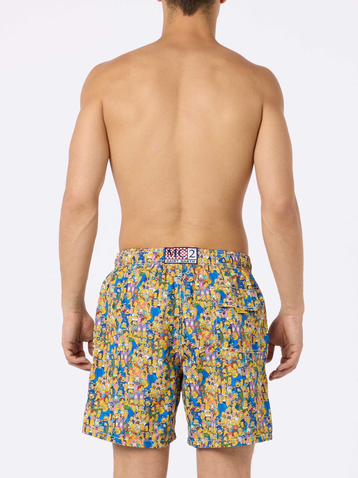 Man lightweight fabric swim-shorts Lighting Micro Fantasy with The Simpsons family print | THE SIMPSONS SPECIAL EDITION - MC2 Saint Barth