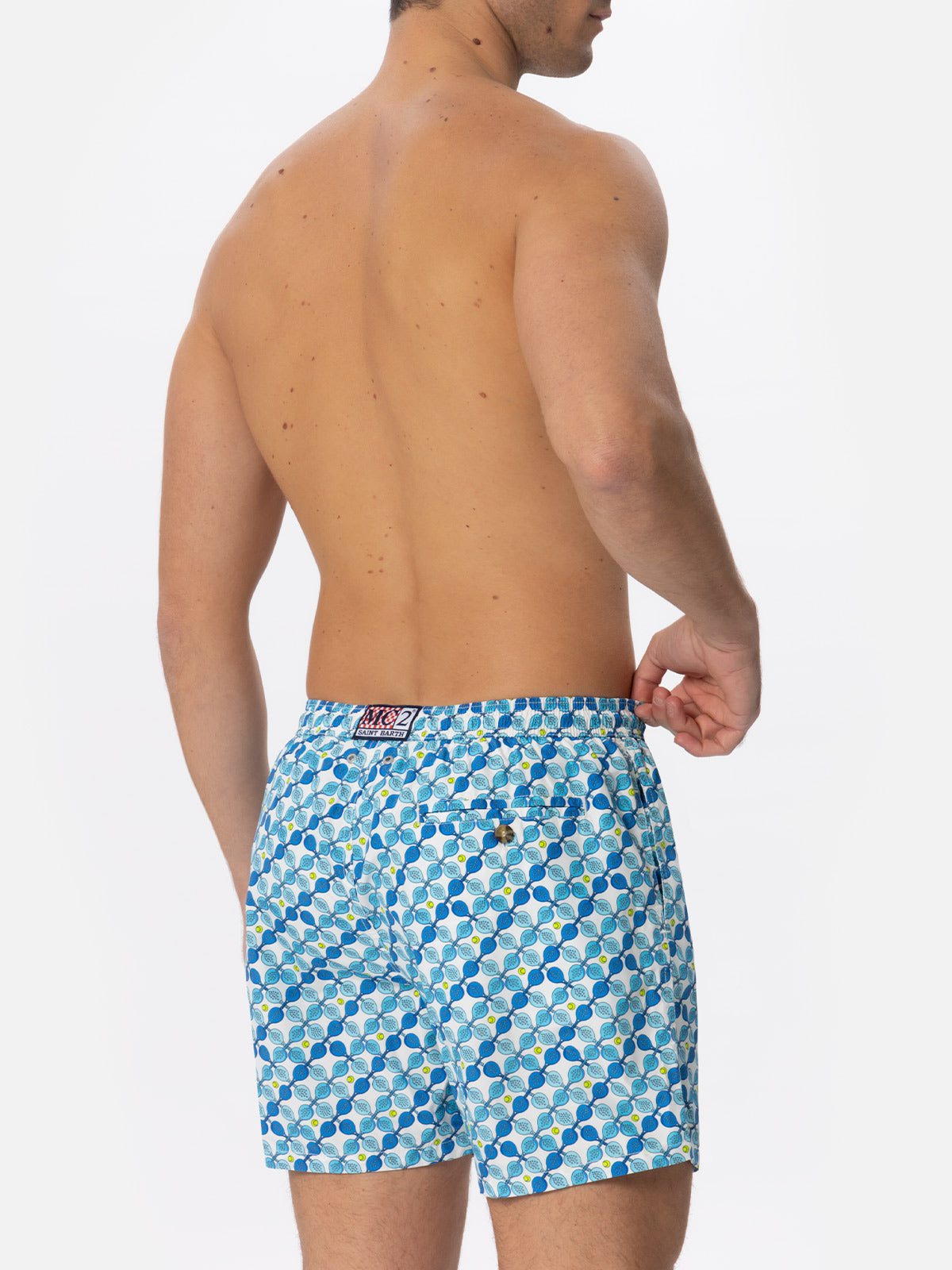 Man light fabric swim shorts with padel rackets print - MC2 Saint Barth