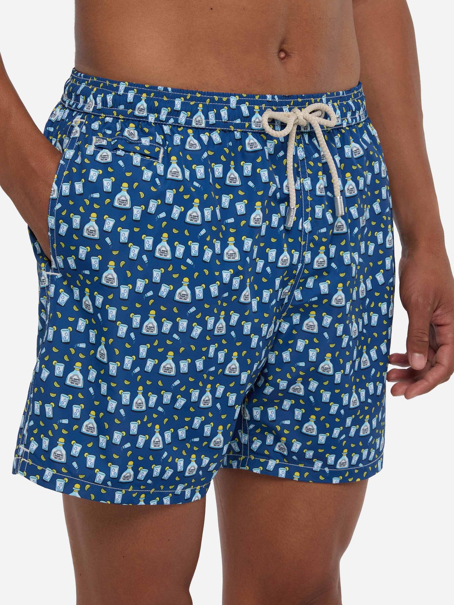 Costume da bagno da uomo in tessuto leggero con stampa tequila
