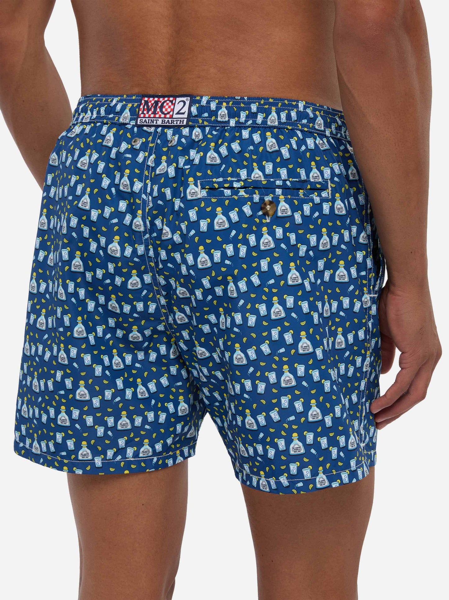 Costume da bagno da uomo in tessuto leggero con stampa tequila