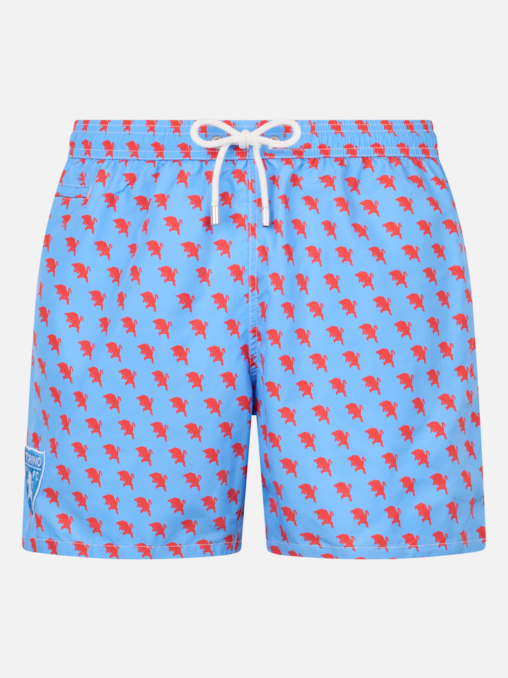 Man lightweight fabric swim shorts with Torino logo print | AC TORINO SPECIAL EDITION - MC2 Saint Barth
