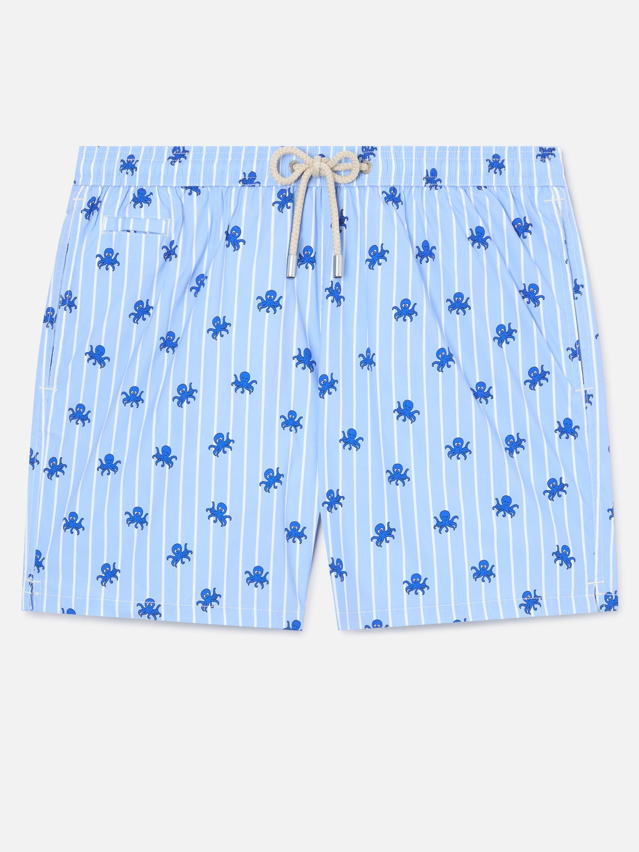 Blue striped Lighting Micro swim shorts with all-over octopus