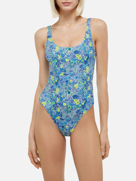 Lora scoopback one piece swimsuit with Margaret Annie print | MADE WITH LIBERTY FABRIC - MC2 Saint Barth