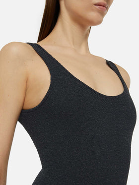 Lora crinkle lurex black one-piece swimsuit - MC2 Saint Barth