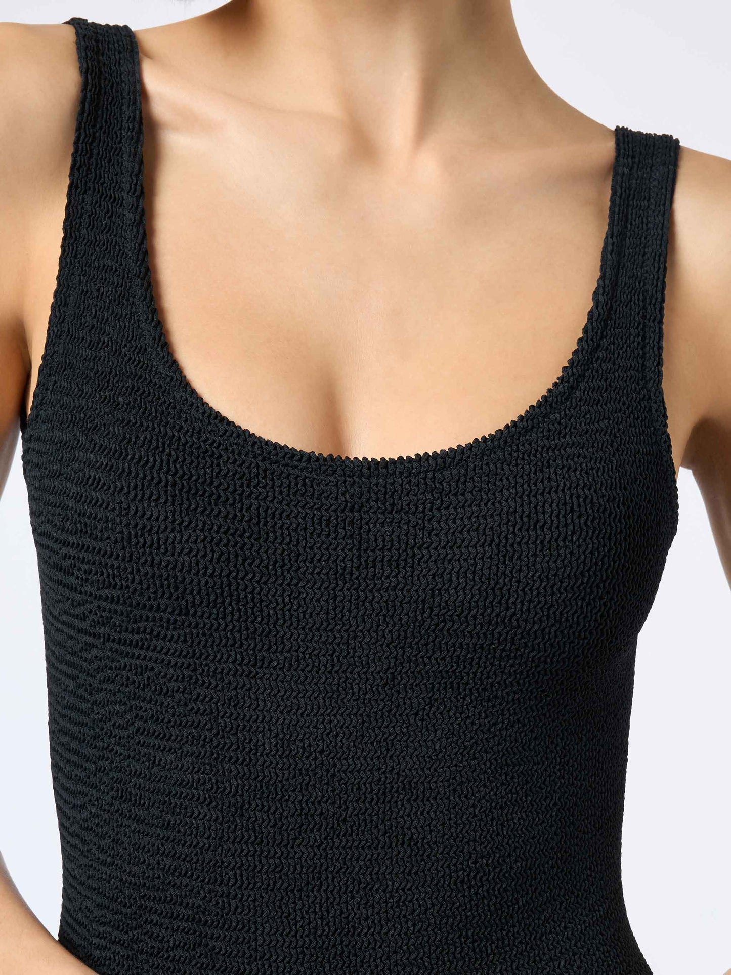 Lora black crinkle one-piece swimsuit - MC2 Saint Barth