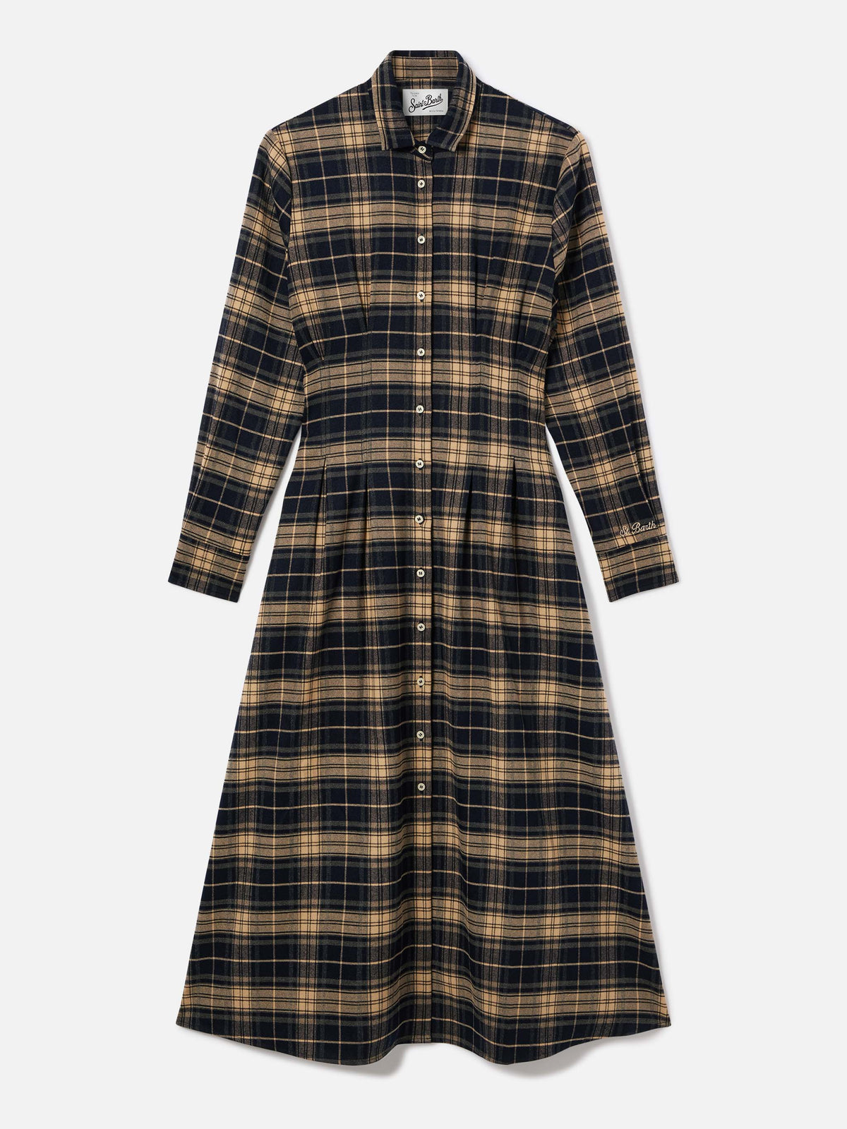 Langes Hemdblusenkleid aus Alys-Flanell mit Tartanmuster