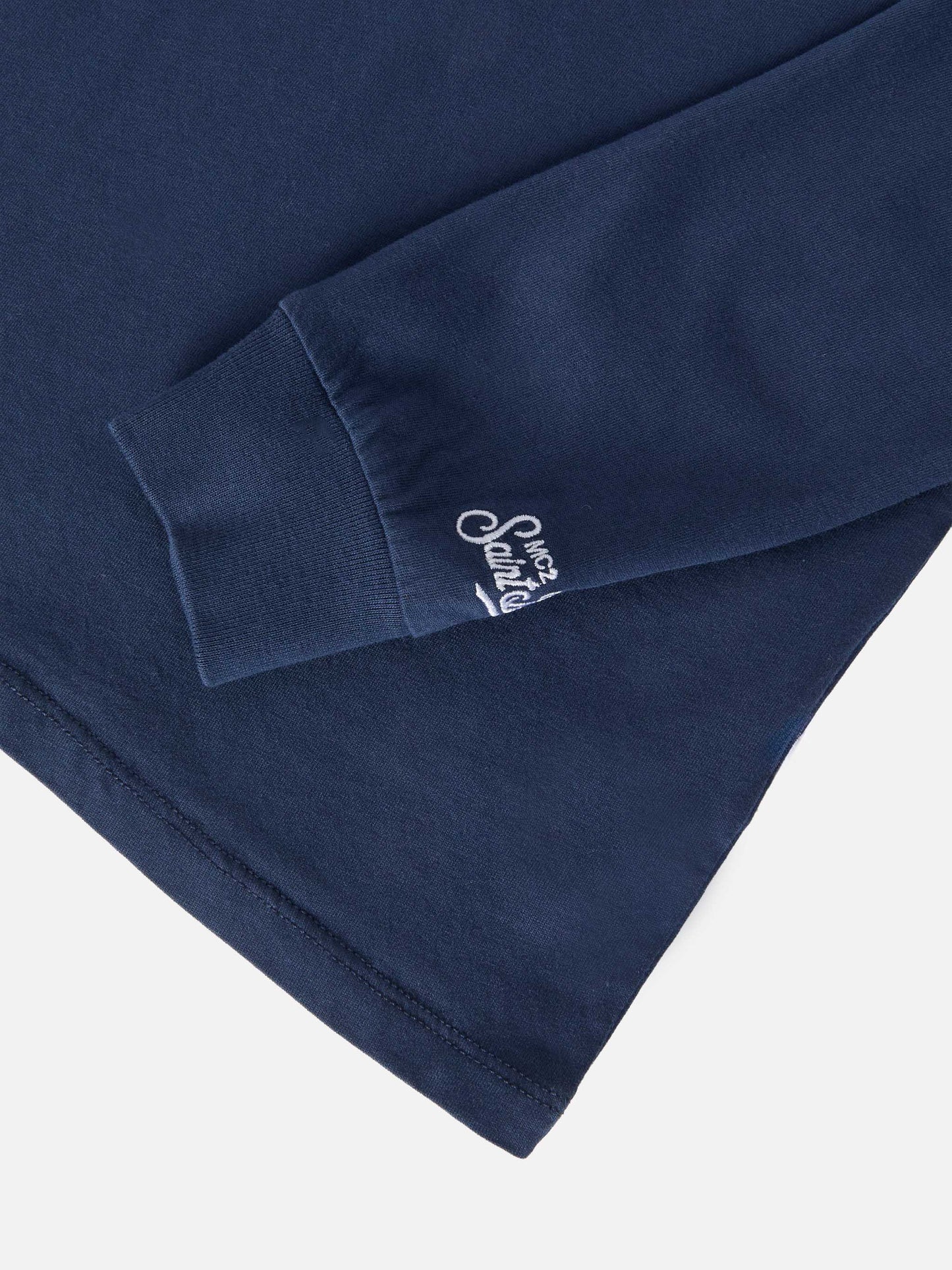 T-shirt Luton in cotone invernale blu a maniche lunghe con ricamo St. Barth ski club e stampa Snoopy | SNOOPY SPECIAL EDITION