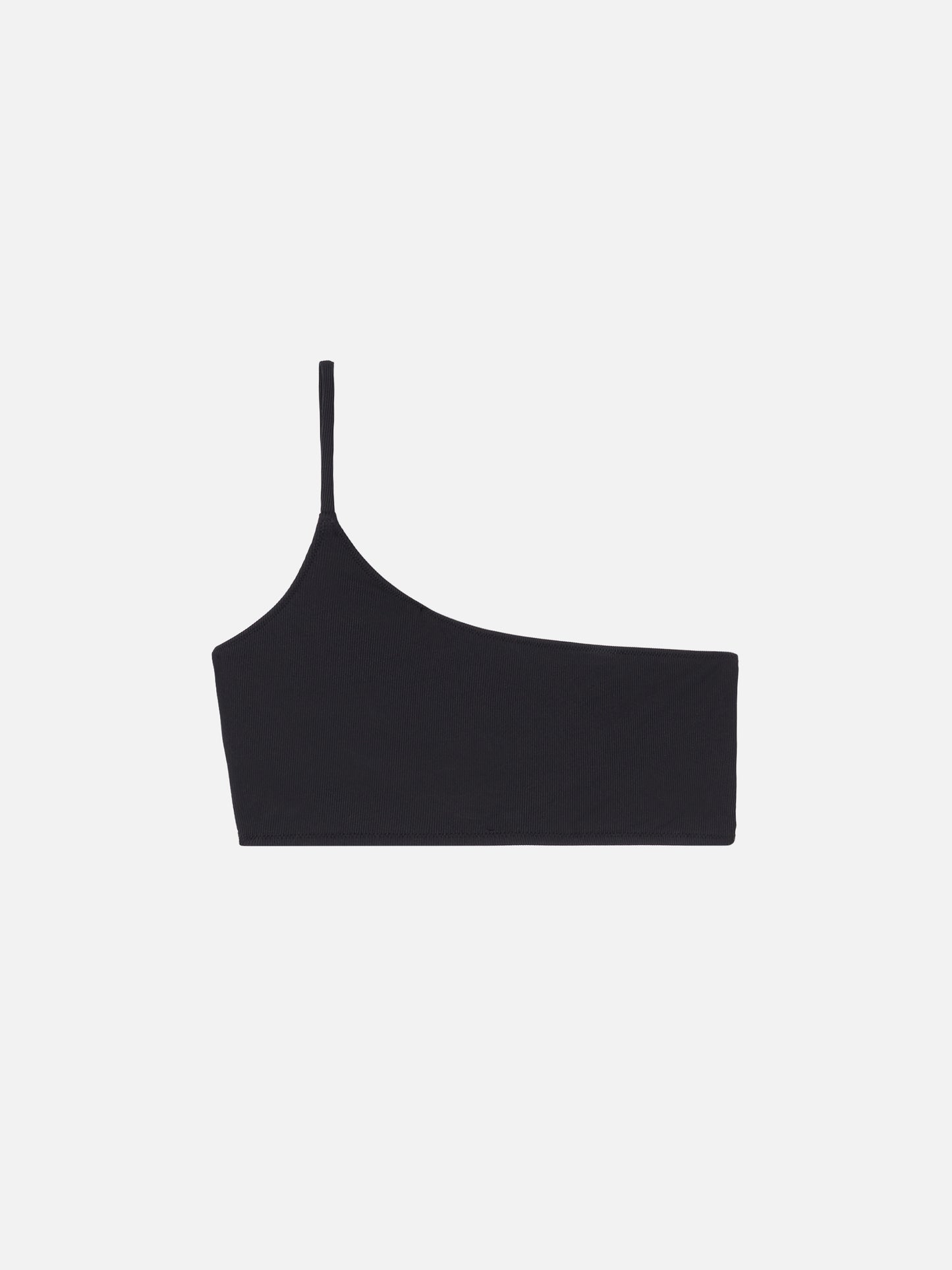 Black ribbed one shoulder bralette Macy
