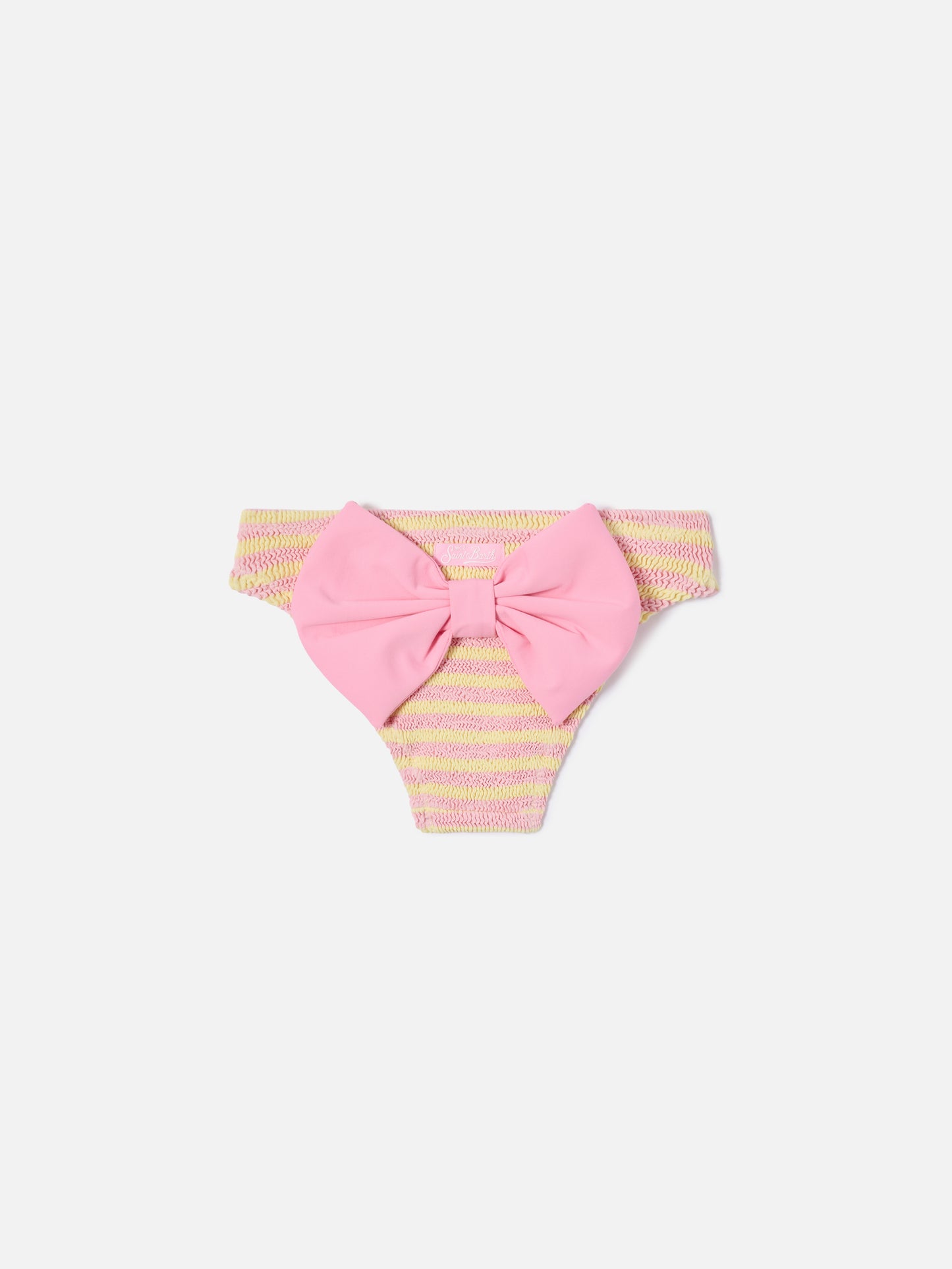 Slip de bain Madame à rayures crinkle rose et jaune