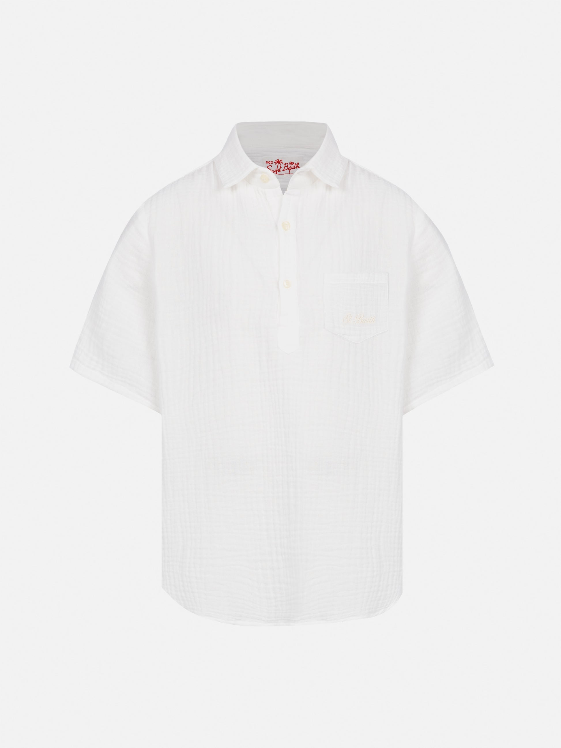White cotton gauze polo shirt Madeira - MC2 Saint Barth