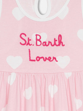 Girl cotton dress Masha with print and "I love St Barth" embroidery - MC2 Saint Barth