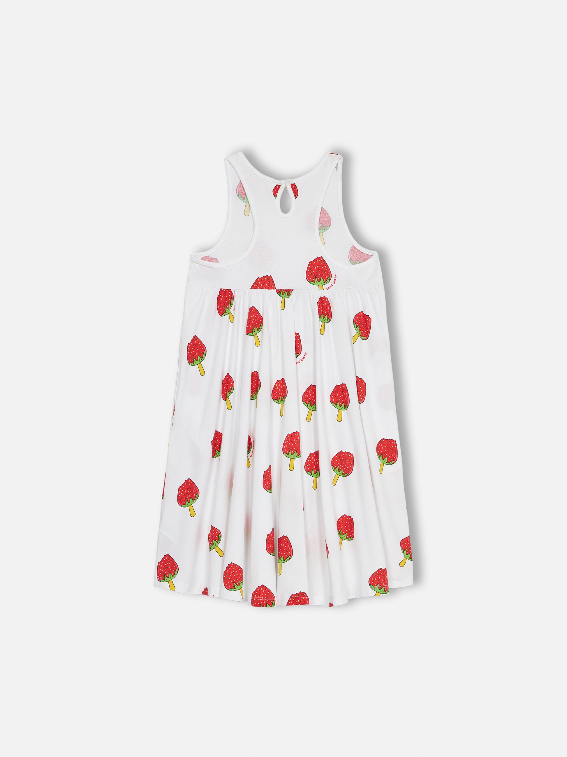 Girl cotton dress Masha with strawberry popsicle print - MC2 Saint Barth