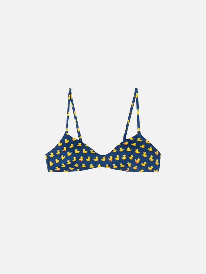 Top bralette scollato May con stampa paperelle