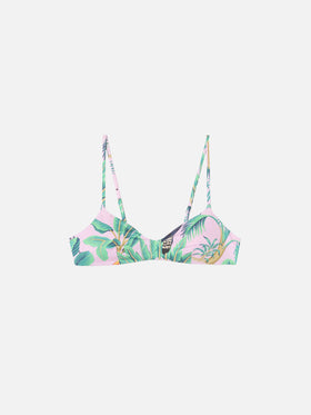 Rosa Bralette mit tropischem Aufdruck