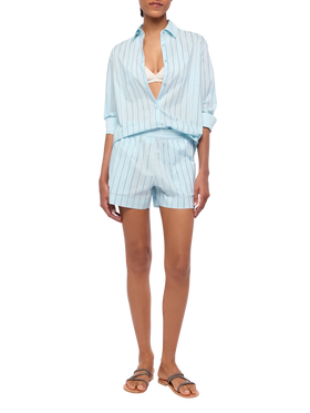Meredith cotton popeline classic shirt with striped rhinestone embellishment - MC2 Saint Barth