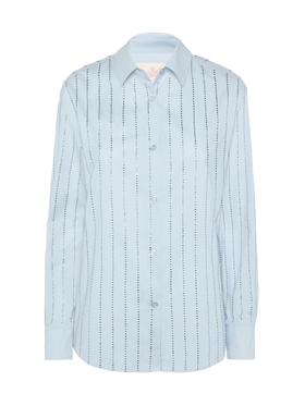 Meredith cotton popeline classic shirt with striped rhinestone embellishment - MC2 Saint Barth
