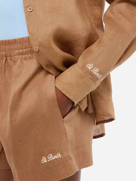 Klassisches Leinenhemd Meredith in Kamel