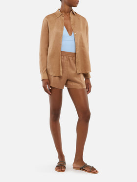 Klassisches Leinenhemd Meredith in Kamel