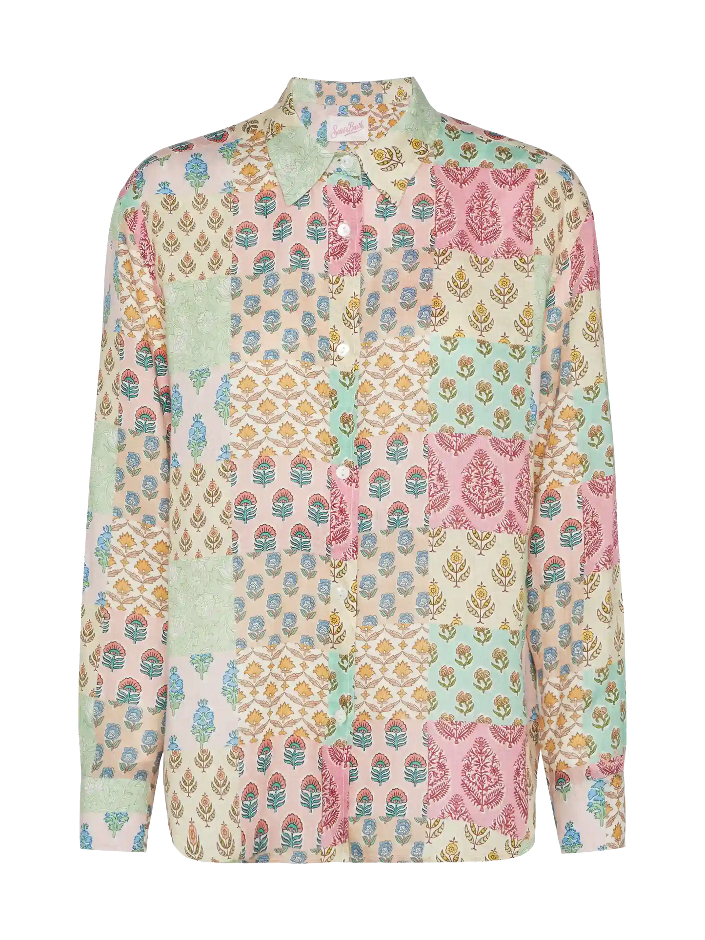 Meredith linen classic shirt with floral patch print - MC2 Saint Barth