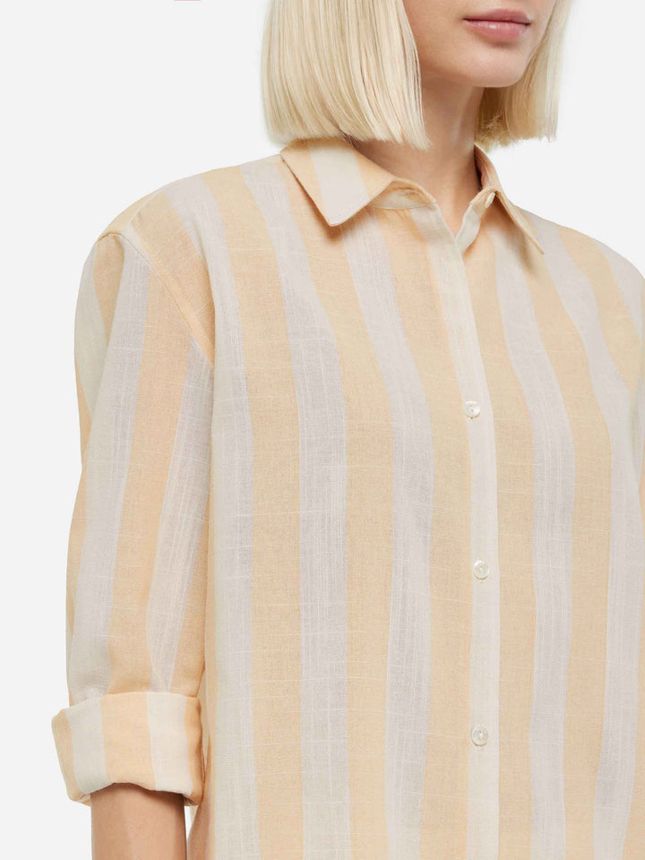 Meredith linen classic shirt with beige striped print - MC2 Saint Barth