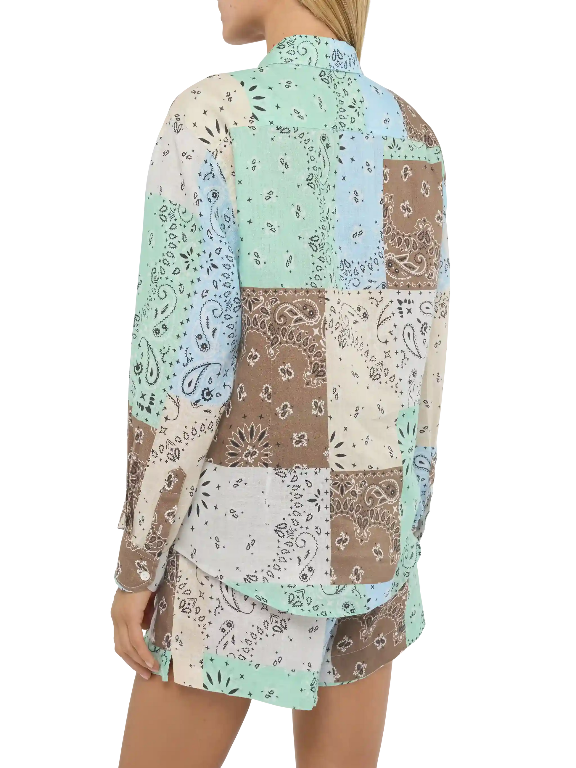 Meredith linen classic shirt with bandanna patch print - MC2 Saint Barth