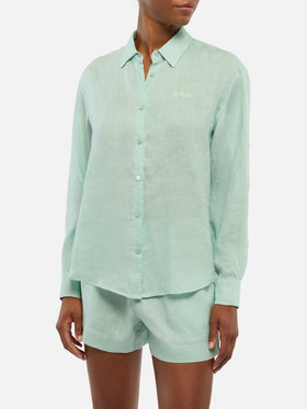 Camicia classica in lino Meredith con ricamo Saint Barth
