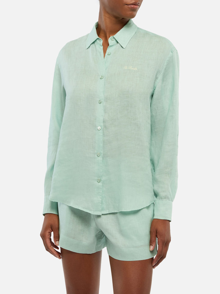 Camicia classica in lino Meredith con ricamo Saint Barth