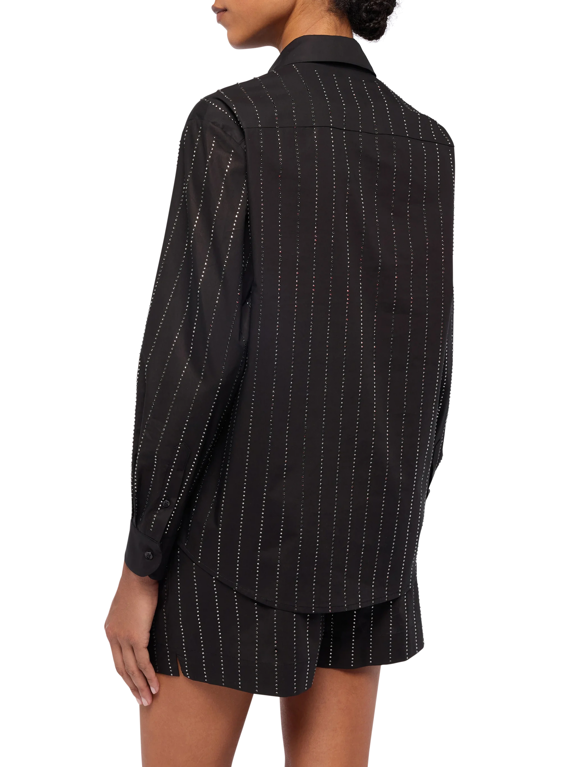 Meredith cotton popeline classic shirt with striped rhinestone embellishment - MC2 Saint Barth