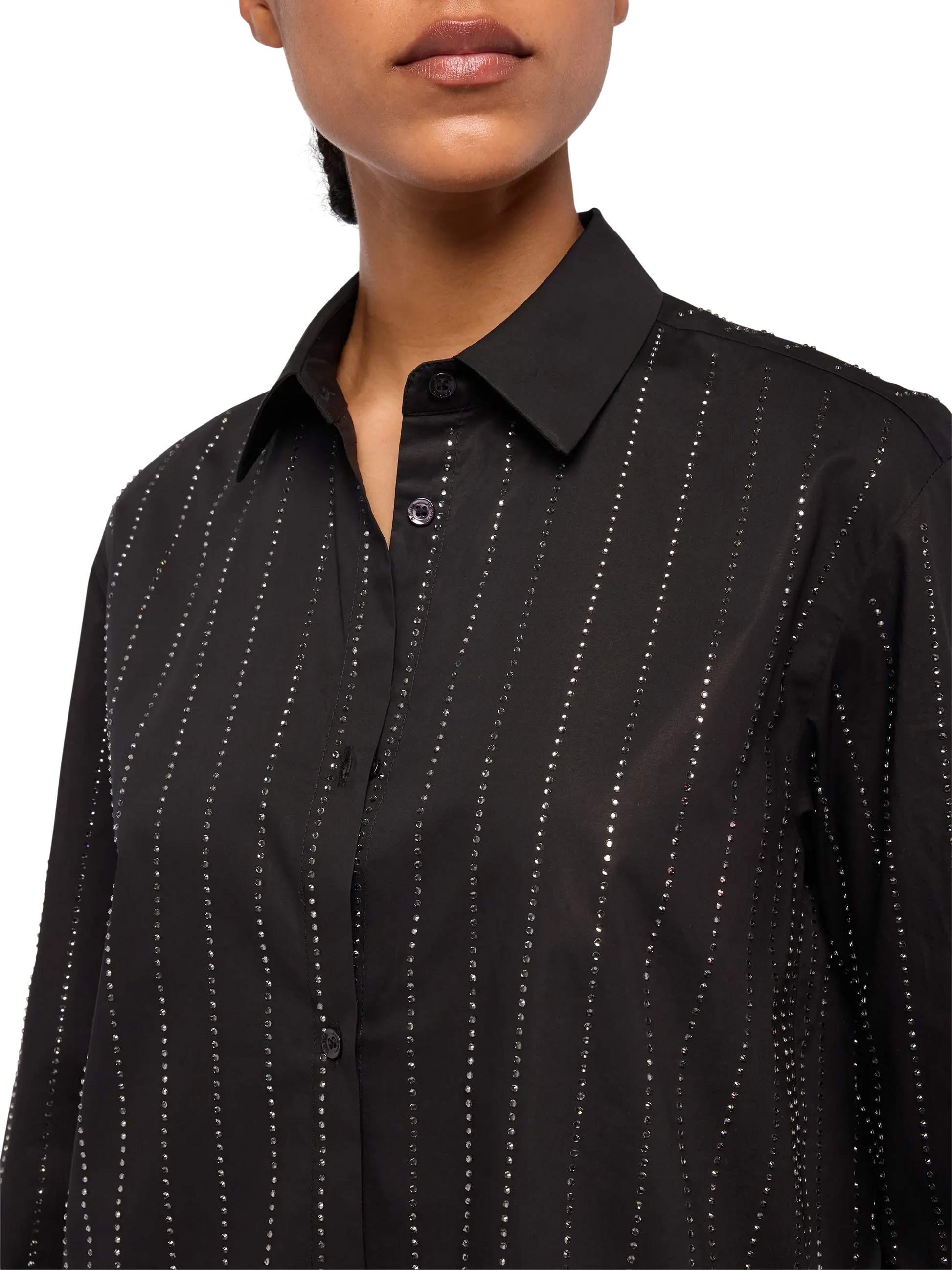 Meredith cotton popeline classic shirt with striped rhinestone embellishment - MC2 Saint Barth