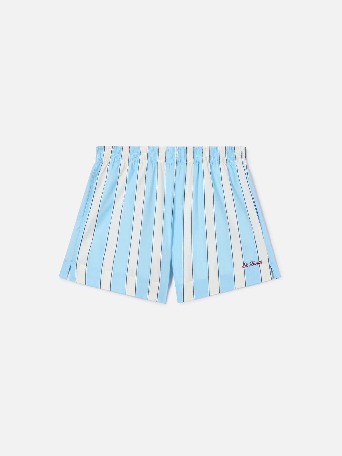 Shorts Meave de algodón a rayas azul claro