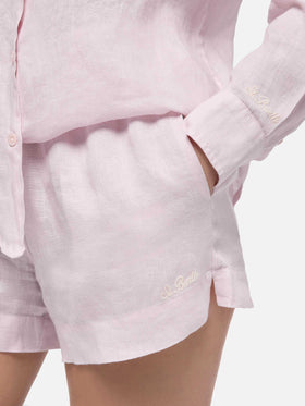 Meave pink linen pull up shorts - MC2 Saint Barth