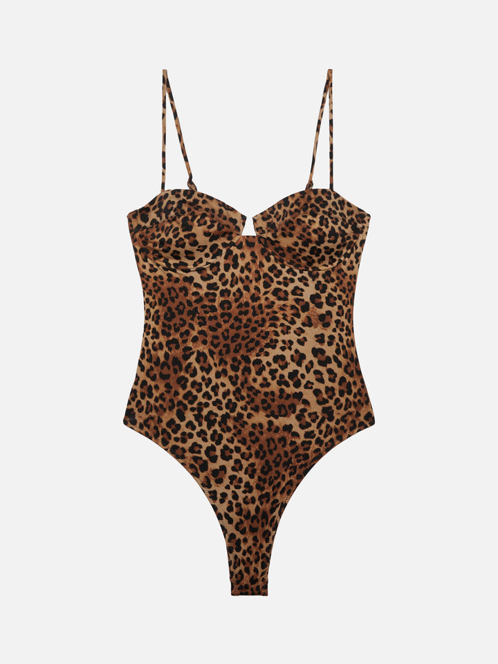 Costume intero Medea con ferretto e stampa animalier
