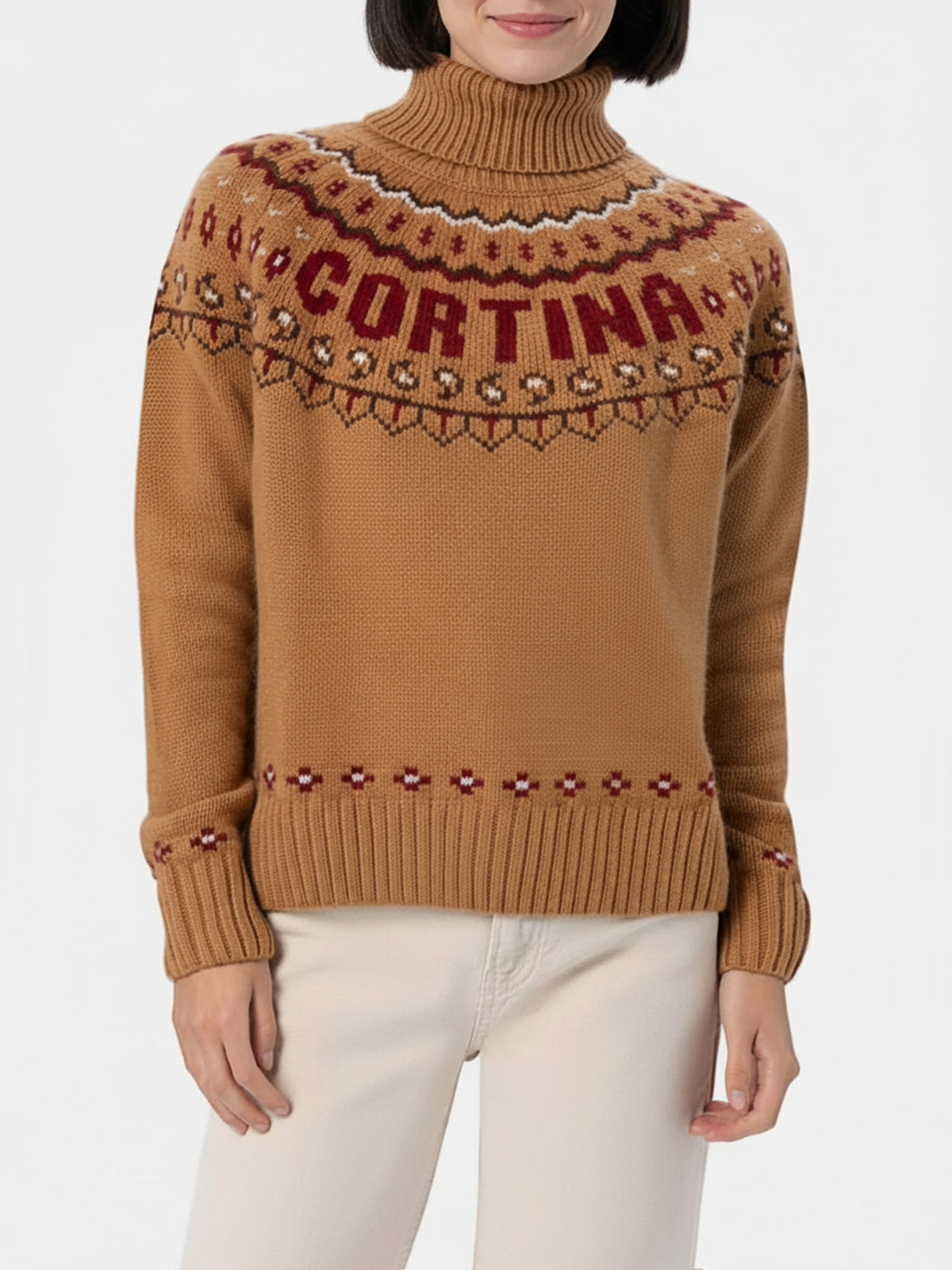 Maglione da donna in misto cashmere Meghan con jacquard nordico