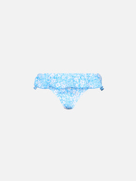 Girl ruffled swim briefs Melly with flower print - MC2 Saint Barth