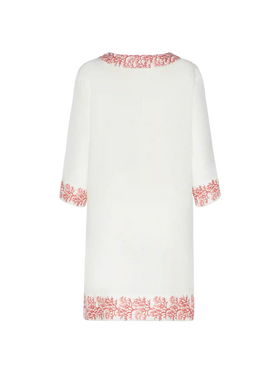 Macha linen tunic dress with coral print - MC2 Saint Barth