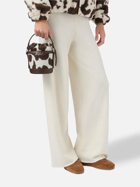 Mila Tweed Bucket Bag in cow-print tweed wool blend