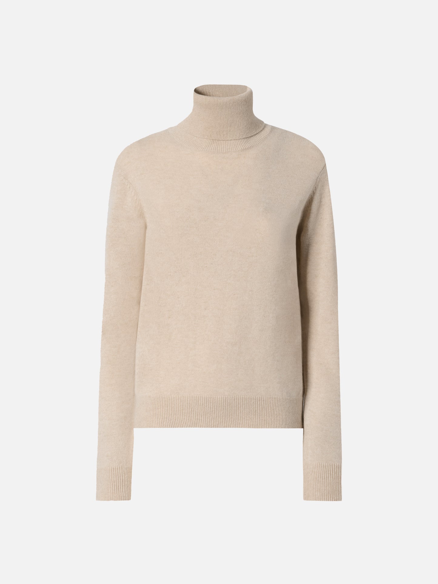 Moody turtleneck sweater in cashmere in beige melange with St. Barth embroidery