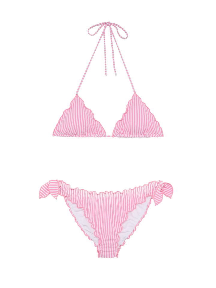 Classic seersucker triangle bikini Sagittarius Moon with striped print - MC2 Saint Barth