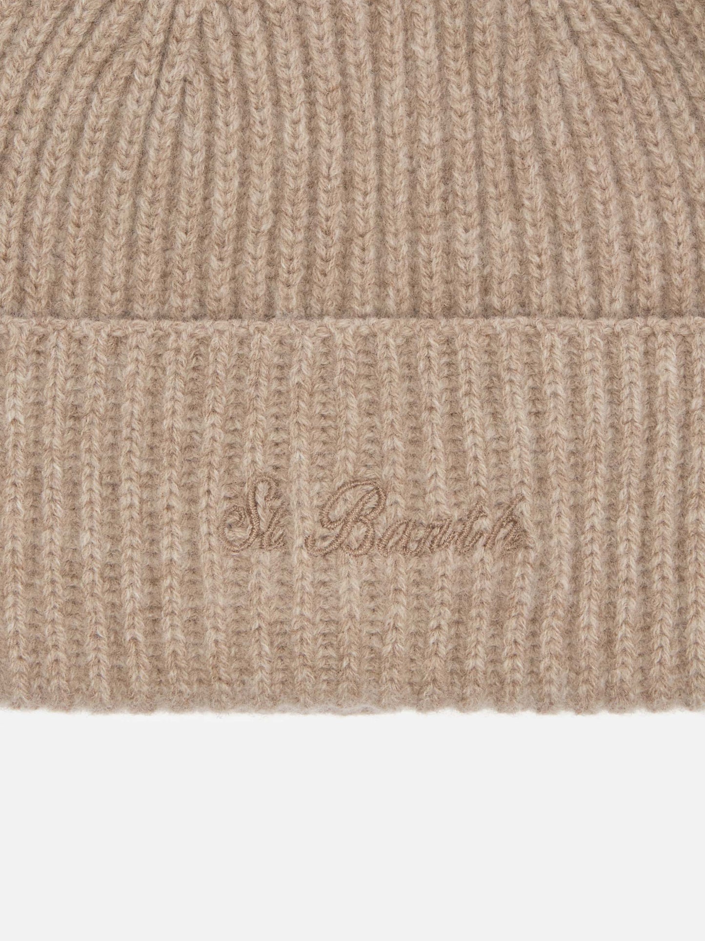 Moss Beanie in 100% WOOL khaki with St. Barth embroidery