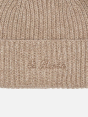 Moss Beanie in 100% WOOL khaki with St. Barth embroidery
