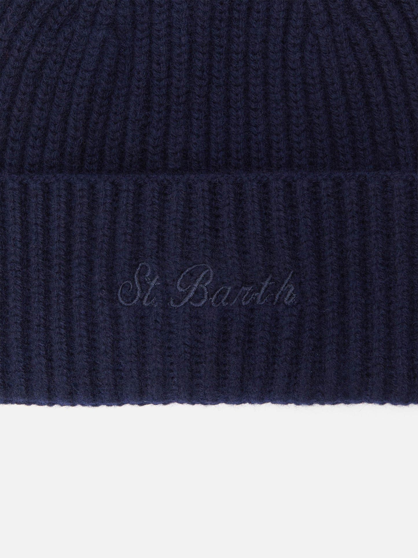 Moss Beanie in midnight blue 100% WOOL with St. Barth embroidery