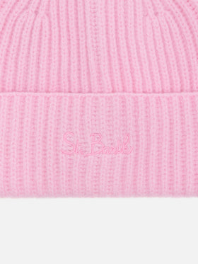 Moss Jr Beanie in pink 100% WOOL with St. Barth embroidery